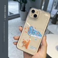 For IPhone 14 Pro Max IPhone Case Thickened TPU Soft Case Clear Case Shockproof Orange Cat Compatible with For 13 Pro Max