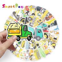 50pcs/Lot Engineering Vehicle Stationary Stickers Cartoon Childrens DIY Scrapbook Stickers Waterproof