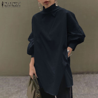 (จัดส่งฟรี)Fancystyle ZANZEA เกาหลีสไตล์ผู้หญิงพัฟแขนเสื้อปุ่มลงกลับเสื้อท็อปส์สตรีขนาดใหญ่หลวมเสื้อ Plus