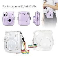 【คุณภาพสูง】เคสกล้อง สีใส กันกระแทก พร้อมสายสะพายสีรุ้ง สําหรับ Fujifilm Instax Mini 8/8+/9 Mini 7s 7c 11 instax 25/26