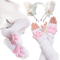 Kaki Kucing Kaki Tinggi Paha Sarung Tangan Golf Lucu Lembut 3D Kaki Kacang Stoking Sarung Tangan Anak Kucing Bantalan Cakar Kaus Kaki untuk Gadis Wanita Set Cosplay