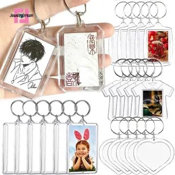 25Pcs Clear Acrylic Photo Keychains Blank Square Picture Frame Keyring  Insert Personalized Keychain