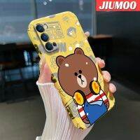 JIUMOO เคส Reno4 OPPO Reno 4 5G Reno 4 Pro 5G Reno 4 SE ลายหมีเคสดีไซน์ใหม่ฟิล์มแผ่นบางเคสโทรศัพท์แข็งกันแรงกระแทกกรอบกล้องเลนส์เต็มฝาครอบป้องกันกราฟิกส์คุณภาพสูงปลอกสีสดใส