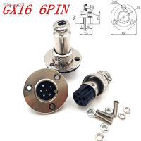 1Set GX16 6PIN Male Female Aviation Connector Flanged Aviation Plug Socket with Screws and Nuts