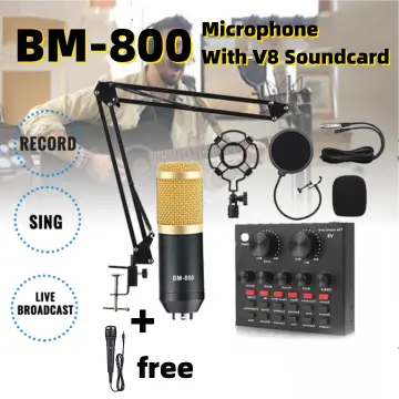 Sound Card & Microphone Set V8 Plus Soundcard BM800 Condenser