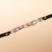 New creative personality metal color oil dripping irregular Leather Collar Necklace collarbone chain