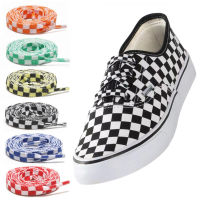 1 คู่ Checkerboard รองเท้า Laces สำหรับรองเท้าผ้าใบ Unisex บุคลิกภาพแบนผ้าใบ Shoelaces คลาสสิกการพิมพ์กีฬารองเท้า-Chuieri