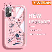 YIWESAN เคสสำหรับ Xiaomi POCO M3 Pro 4G POCO M3 Pro 5G Redmi Note 10 5G Note 10T 5G Note 11 SE 5G เคสลายการ์ตูนน่ารัก Nasa Astronaut Motif กรอบสีสันสดใสโปร่งใสเคสโทรศัพท์ซิลิโคนนิ่มหนาแบบเคสกันกระแทกทนทานต่อการตก