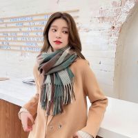 [COD] Scarf 2023 autumn and winter new mid-length warm plaid scarf Korean sweet fashion printing decorative shawl on behalf of