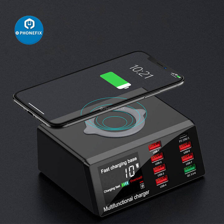 100W 8พอร์ต USB Fast Charging Station Quick Charge 3.0 Adapter HUB