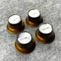 FLEOR 4PCS 2T2V Guitar Volume Tone Knobs Vintage Electric Guitar Knobs Amber with White Number for LP/SG Style Guitar Parts