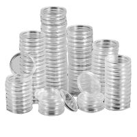 200Pc/Set 45Mm Clear Round Plastic Coin Protector Container Money Storage Box Clear Coin Storage Box Money Pence Holder Case Collectibles Gifts