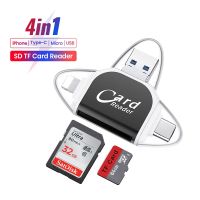 [HOT TALQQQWWEGE 583] 4In1 SD TF การ์ดหน่วยความจำ OTG Adapter สำหรับ iPhone Android OSX Windows Linux USB A/ 8 Pin/micro/type C ถึง SD TF Card Reader Converter