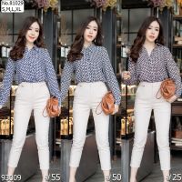 (S-XL) Vertier เสื้อแขนยาวพิมพ์ลาย Printed Long Sleeve Blouse เนื้อผ้าpolyester StyleNo : 81029