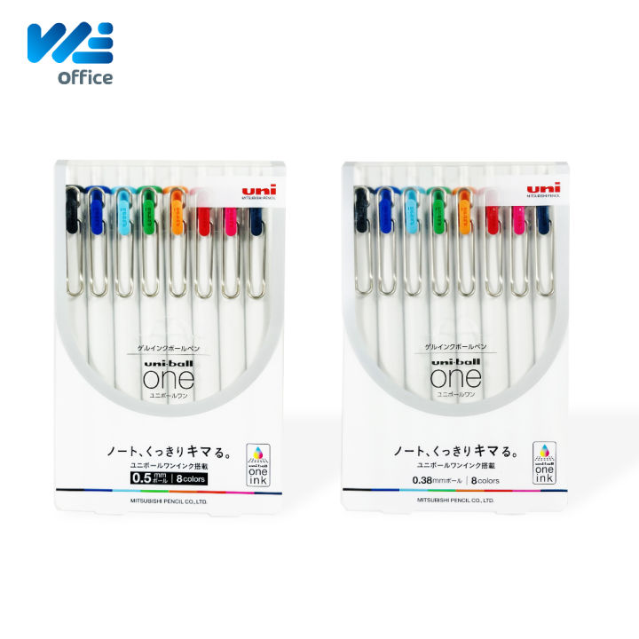 uni-ยูนิ-ปากกาเจล-ปากกาสี-ขนาดหัวปากกา-0-5-0-38-mm-รุ่น-uni-ball-one-รหัส-umn-s-05-38-set-8-สี