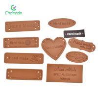 Chzimade 50pcs Handmade Craft Leather Tags Hand Made Letter Sewing Garment For Labels DIY Bags Shoes Labels Tags Sewing Supplies Stickers Labels