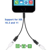 Metoke หูฟัง2 In 1สำหรับ iPhone 14,13,11,7 8 X Plus อะแดปเตอร์หูฟังและตัวแยกหูฟัง2 In 1หูฟังคู่น้ำหนักเบาชาร์จเสียง