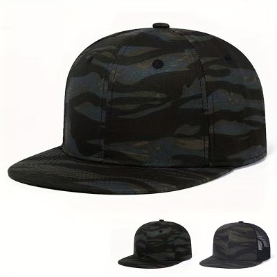 Mens Fashionable Baseball Cap Street Art Hip Hop Hat Breathable Mesh Hats Adjustable Snapback Trucker Hat Travel Caps Camouflage Hats