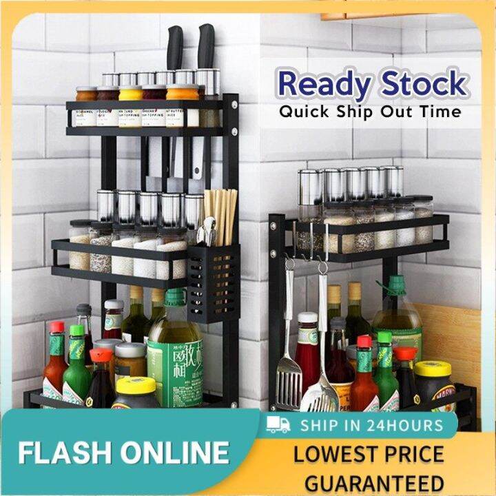 Full Kitchen Spice Rack Stainless Steel Condiment Rack Seasoning Storage Rack Seasoner Rack Lazada