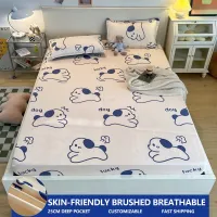 Bedding Fitted Sheet Cute Cartoon Printed Brushed Mattress Cover Soft Breathable 25cm Deep Pocket 140x200 160x200 180x200