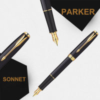 Parker sonnet ปากกาหมึกซึม &amp; quink ตลับหมึกเติม,วิจิตรปลายปากกาด้วยหมึกสีดำเติม,เคลือบสีดำเคลือบทองตัด