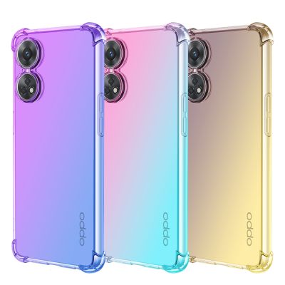 【LZ】 Fashion Half Transparent Gradient Phone Case For OPPO Reno 8T 4G Reno8 Pro 5G 8 Lite 8Z 7Z 5G Reno 6 Reno 5 Corners Soft Cover