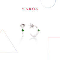 MARON✨ [ของแท้] ต่างหูเสริมดวง ต่างหูพลอยแท้ เงินแท้ แถมฟรี ผ้าเช็ดเครื่องประดับ มีใบรับประกัน พร้อมกล่อง พร้อมส่ง I My DAYS Hoop Earring with Smoky Quartz