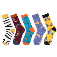 5 Pairs Lot Men Fashion Print Harajuku Cotton Sports Running Crew Socks Women Cool Funny Hiphop Casual Pas Pack Long Tube Set