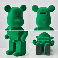 Modern Resin Flocking Handicraft Ornaments Colour Creative Bear Ornaments Decorative Figurines Home Decoration Accessories Gift