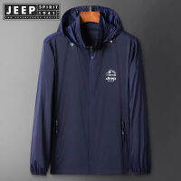 JEEP SPIRIT 1941 ESTD ชายวัยกลางคนเสื้อผ้าป้องกันแสงแดดเสื้อผ้าพ่อฤดูร้อนผ้าไหมน้ำแข็งบางส่วน Breathable ผิว Windbreaker ตกปลากลางแจ้ง Sun Protection เสื้อผ้าแจ็คเก็ต