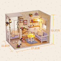 Dollhouse Miniature DIY House Kit Creative Room with Furniture for Romantic Artwork Birthday Gift Kitten Diary