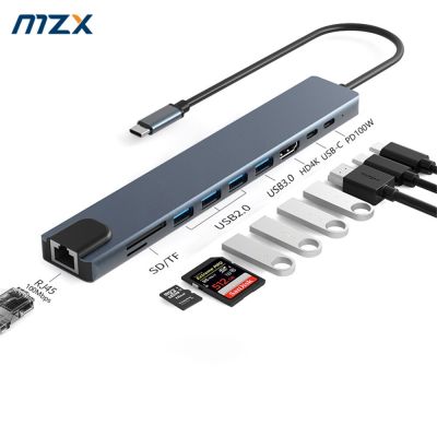 MZX 10 in 1 Docking Station Concentrator USB Hub 2.0 3.0 Adapter Dock Multi-hub Splitter Type C 3 0 to HDMI-Compatible Laptop PC USB Hubs