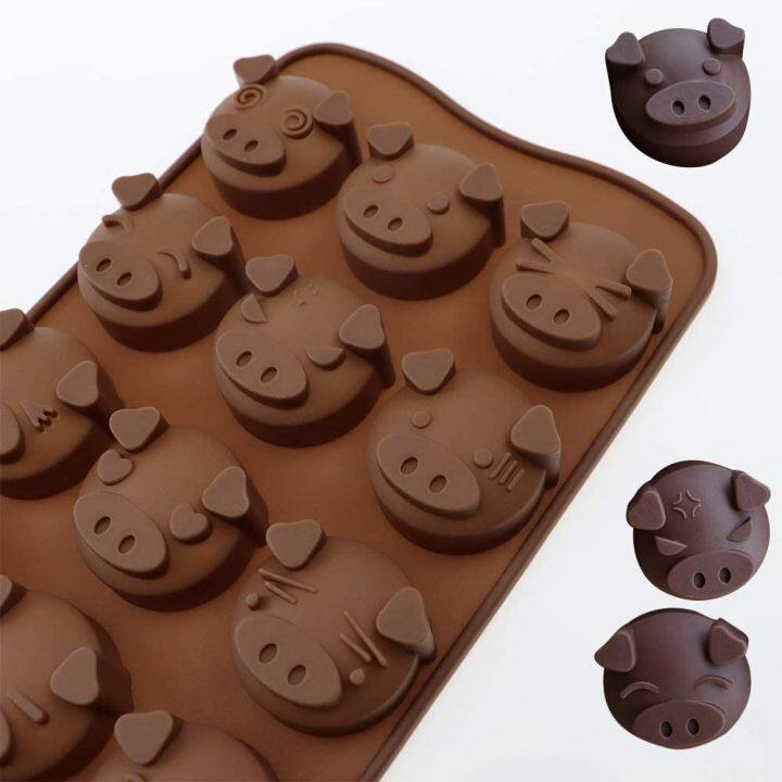 พิมพ์ซิลิโคน หน้าหมู 15 ช่อง (คละสี) 15 Hole Piggy Emotion Silicone Molds อย่างดี จึงสามารถสัมผัสกับอาหารได้