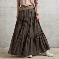 【CC】卍  Pleated Skirt Korean Cotton linen Grunge Waist splice Ramie