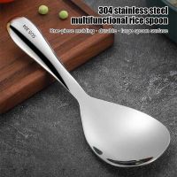 ☾✑⊙ 304 Stainless Steel Rice Spoon Household Rice Shovel Rice Spoon Canteen Long Handle Dining Spoon Large Spoon Rice Is Not Sticky