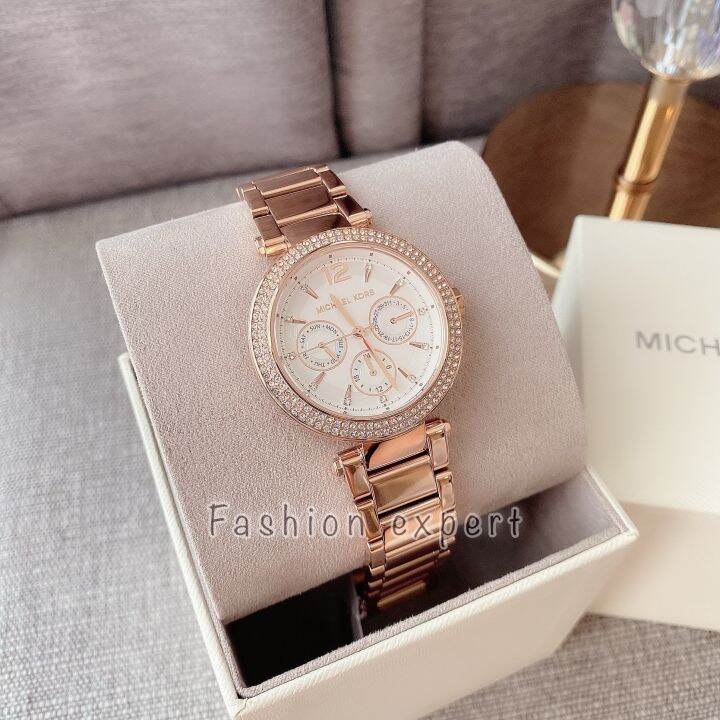 ของแท้100-นาฬิกาข้อมือ-mkแท้-michael-kors-parker-mk5781-michael-kors-parker-chronograph-rose-gold-tone-ladies-watch-mk5781