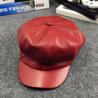 20212020PU leather Simple children beret For Elegant lady Winter Female Hats Vintage Octagonal Casual boina Autumn girl Cap 4-11year