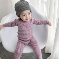 Baby Boys Girls Clothing Sets Fall Winter Sweater + Pants Infant Boys Knit Tracksuits Toddler Girls Boys Suit Hoodies Pants Set