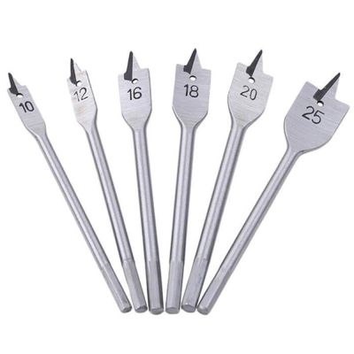 CIFbuy Wholesales 10-25mm Flat Drill High-carbon Steel Wood Flat Drill Set Woodworking Spade Drill Bits Durable Woodworking Tool Sets 6pcs