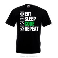 Eat Sleep Code Repeat T Shirt Funny Coding Web Programmer Dad Christmas Gift Top T-shirt  Short Sleeve For Men  - T-shirts - AliExpress