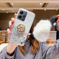 เคสโทรศัพท์เคส Tpu นุ่มหรูหราพร้อมสายที่แขวนพลอยเทียมและลูกฟุตบอลสำหรับ Redmi 12 4G 5G