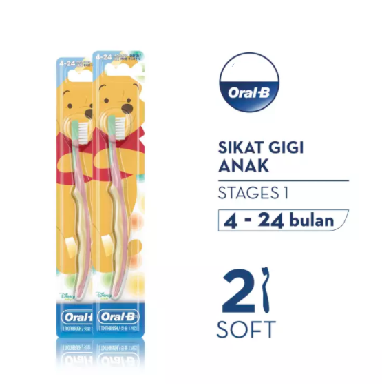 Oral-B Sikat Gigi Anak Stages 1 The Pooh (4-24 Bulan) - Paket Isi 2 ...