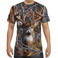 Plum Deer Mens 3D Printing T-shirt ฤดูร้อนเทรนด์สตรีทแวร์บุคลิกภาพลำลองแขนสั้นเสื้อยืดผู้หญิงเสื้อยืด XS-5XL