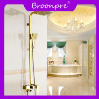 Broonpre ชุดฝักบัวอาบน้ำสีทองติดผนังฝักบัวเหล็กสแตนเลส304หรูหราอาบน้ำเทอร์โมสแต็ทก๊อกอ่างอาบน้ำสายฝนสปาชุดเต็ม