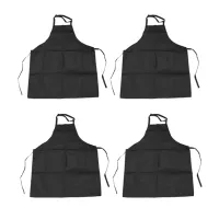 4PCS Adjustable Bib Apron Water Resistant Belt Cooking Kitchen Apron Suitable for Women Men Chefs Couples