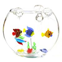 3PCS Colorful Floating Glass Bubble Tropical Fish Mini Figurines Ornaments Aquarium Decor Cute Sea Animals Small Statue Pendants