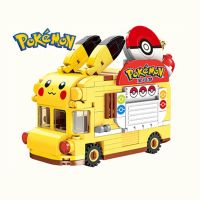 Christmas Gift Pokemon Cartoon Anime Pokemon Pikachu Cute Car Bus Building Blocks Building Blocks Set Classic Model Children Toy