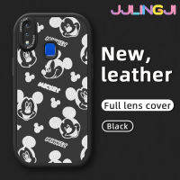 Jlingji เคสสำหรับ Vivo Y91 Y95 Y1s Y91C Y91i Y97กระแสแฟชั่นลายมิกกี้เมาส์ใหม่โทรศัพท์ดีไซน์ด้านข้างดีไซน์ใหม่หนังฝาครอบ Lensa Kontak กล้องบางป้องกันเคสกันกระแทก