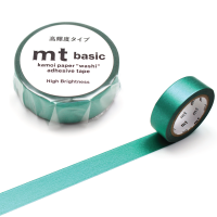 mt masking tape green (MT01P538) / เทปตกแต่งวาชิ สีเขียววาว แบรนด์ KAMOI mt masking tape ประเทศญี่ปุ่น