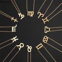 12 Constellation Alloy Pendant Necklace for Women Men Charm Zodiac Chain Choker Pisces Gemini Aquarius Capricom Friends Jewelry